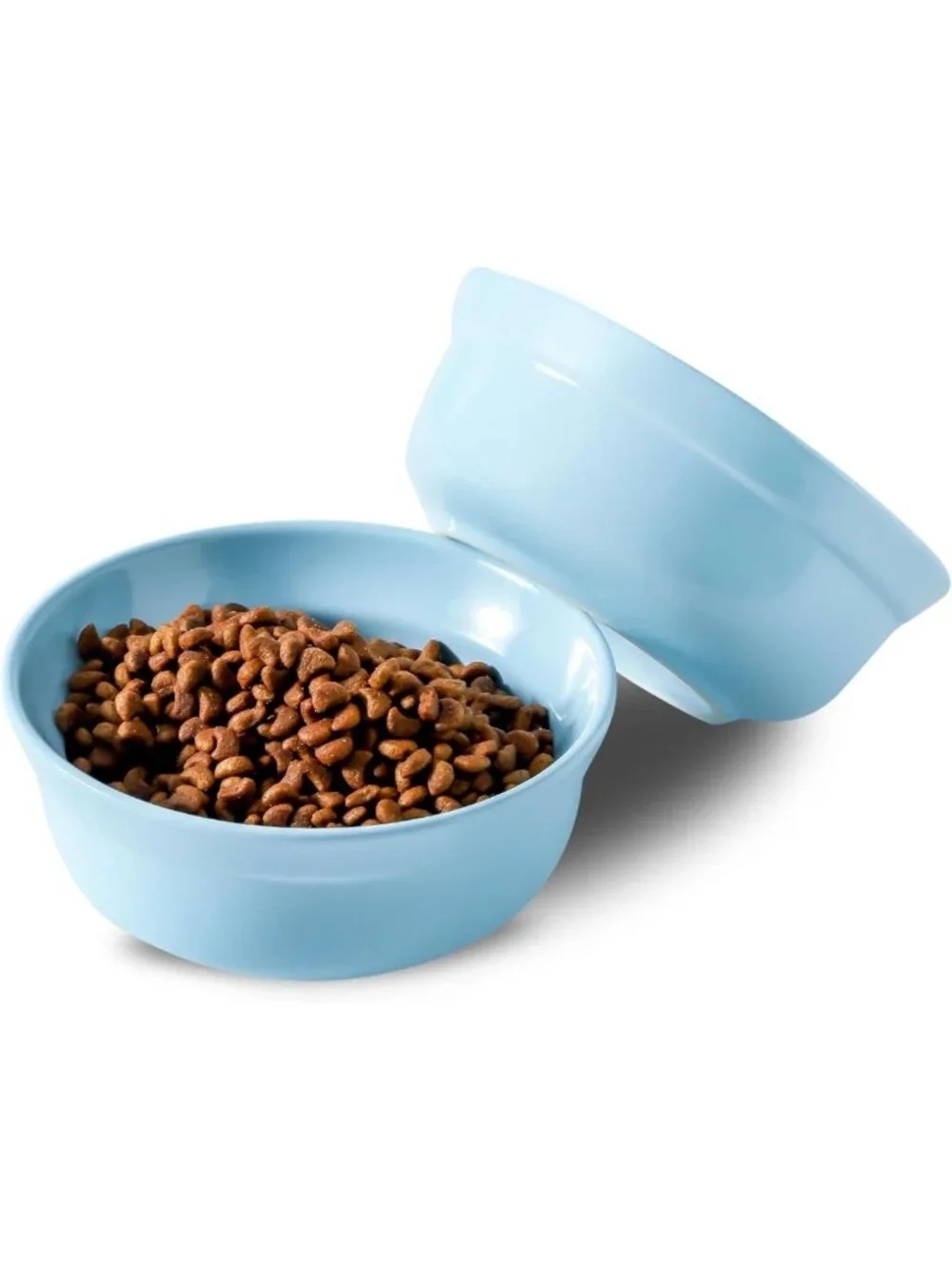 Blue Ceramic Dog Bowl Set - 5.3 Inch Cute Porcelain Cat & Dog Feeding Bowls